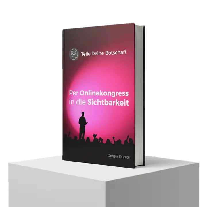 Das Buch Teile Deine Botschaft als Hardcover auf einem Podest
