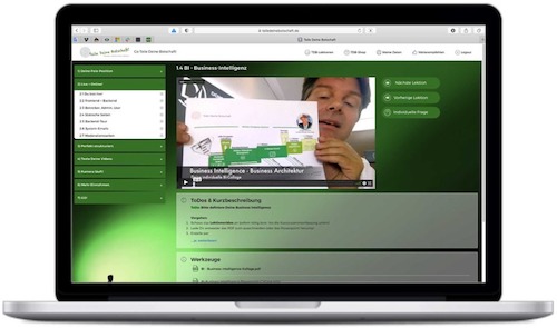 Ansicht Online-Kurs auf dem Laptop