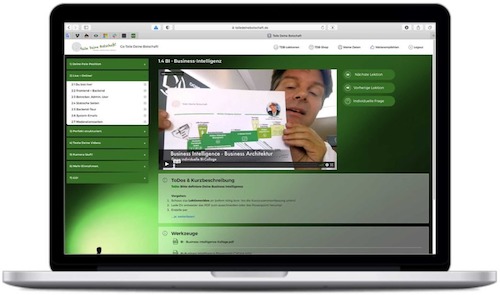 Ansicht Online-Kurs auf dem Laptop
